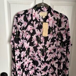 Floral Black and Pink Shirt